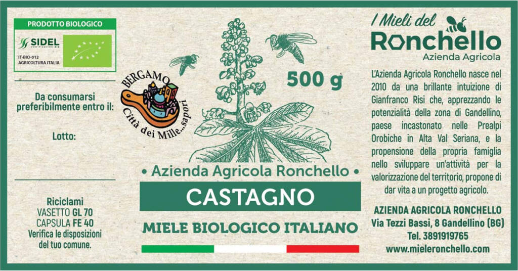 Etichetta di Miele Biologico di Castagno