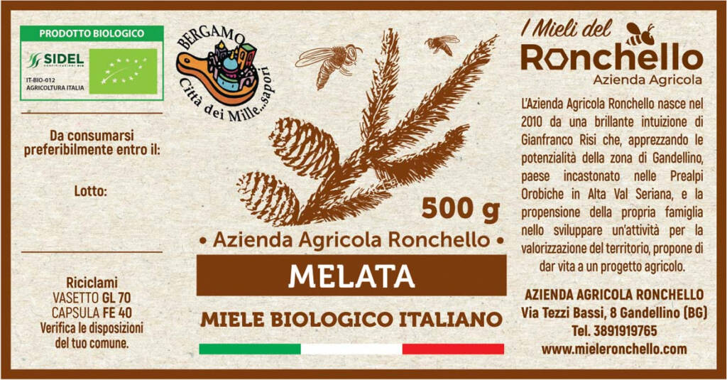 Etichetta di Miele di Melata Biologico