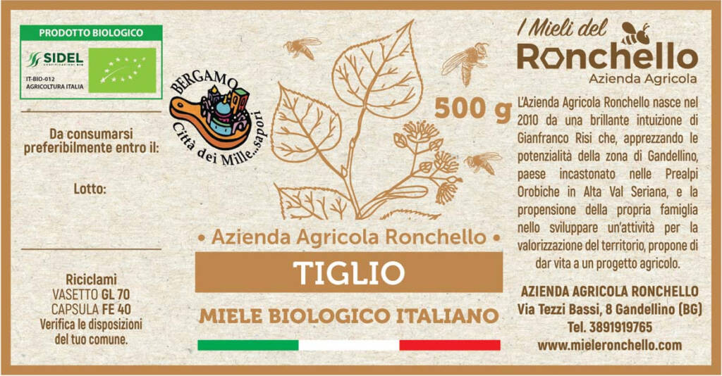 Etichetta di Miele di Tiglio Biologico