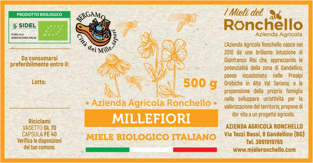 Etichetta di Miele Biologico Millefiori